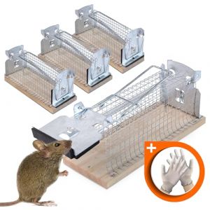 RAPIZZ Piege a Souris Vivante 4 pi&egrave;ces - INCL. Gant D'hygi&egrave;ne & Conseils d'expert I Pi&egrave;ge &agrave; Souris sans Tuer Cage piege Souris I Mouse Trap Pi&egrave;ges &agrave; Souris I Attrape Souris piege (LEHARO, neuf)