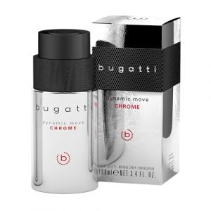 Bugatti dynamic move CHROME Parfum homme 100 ml I Eau de toilette pour tous les âges avec un parfum épicé et boisé I Parfum avec cannelle, musc, ambre et patchouli I urbain, élégant, exotique (BrandSetter, neuf)