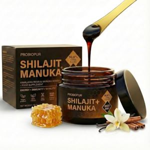 PROBIOPUR - Shilajit + Manuka &ndash; Formule exclusive 2-en-1 &ndash; R&eacute;sine 100% pure Himalaya + Manuka MGO 200+ &ndash; Acide fulvique 82% &ndash; Marque fran&ccedil;aise &ndash; 100% naturel (Probiopur, neuf)