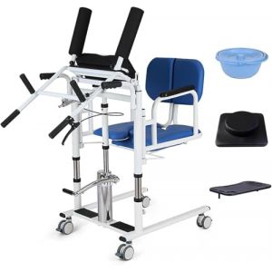 Elevador Chaise De Transfert Hydraulique Pour Patient Pour La Maison, Portable Fauteuil Roulant Pour Personnes &Acirc;g&eacute;es Handicap&eacute;es, Si&egrave;ge Divis&eacute; &Agrave; 180&deg; Et Machine De Transfert (Blue, A) (JIAJIA-, neuf)