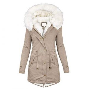 Onsoyours Veste Chaude d'hiver pour Femmes Manteau à Capuche Hiver éPaissir Parka Polaire Chaude en Peluche Blousons avec Fermeture à Glissière et Bouton Doudoune A Kaki XL (Lonwell Fashion, neuf)