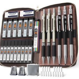 STAGEEK Lot de 30 porte-mines avec &eacute;tui en cuir, crayons &agrave; dessin 0,5, 0,7, 0,9 mm et 3 crayons &agrave; croquis de 2 mm avec 464 mines (6B 4B 2B HB 2H 4H couleur) pour artiste, dessin, &eacute;criture (STAGEEK, neuf)