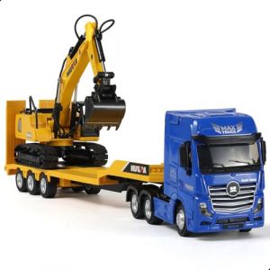 Camion Jouet Excavatrice Enfant, &Eacute;chelle 1/50 for Max Carr&eacute;e M&eacute;taux Mod&egrave;le de Camion Remorque Voiture, Jouet de Remorquage Moul&eacute; sous Pression Gar&ccedil;on Cadeau et Les Collectionneurs Mod&egrave;les-Blue (SHINESIGNAL, neuf)