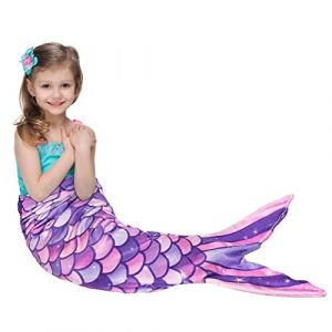 WERNNSAI Couverture Queue de Sirène - Couverture Portable en Peluche Sirène pour Filles Enfants Adolescents Couverture Douillette en Molleton de Flanelle Douce Toutes Saisons 140cm x 60cm (Mauve) (Genuwenle, neuf)