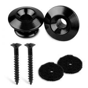 2 Paquets de Boutons de Sangle de Guitare, Guitar Strap Locks Bouton de Sangle de Guitare Acoustique en Cuivre avec Vis et Coussinets en Feutre pour Guitare Électrique Ukulélé Basse (Noir) (Jenniy, neuf)