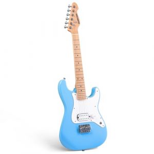 SONICAKE Guitare &Eacute;lectrique pour Enfants 30", Corps en Bois Massif avec Micro Humbucker, Manche et Touche en Bois d'une Pi&egrave;ce, Guitare Junior QGT-50 (Bleu) (TRACT, neuf)