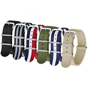 CIVO Strap 6 Packs 18mm 20mm 22mm Bracelets de Montre en Nylon balistique Bracelets Zulu Boucle en Acier Inoxydable avec Barre à Ressort et Outil de Broche de Liaison (CIVO Direct-FR, neuf)