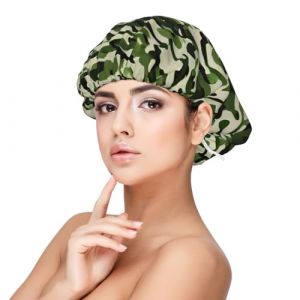 SHuWeiD Bonnet de nuit en satin pour adulte avec imprimé camouflage vert, bonnet de nuit unisexe en satin, bonnet de couchage 33 cm, noir, taille unique (Shaoshuwei002, neuf)