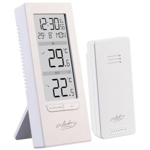 Thermomètre avec horloge radio-pilotée et capteur extérieur - coloris blanc [infactory] (Pearl Diffusion, neuf)
