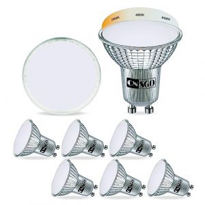 CNSGO Ampoules LED Blanc Chaud/Neutre/Froid 3000K/4500K/6400K, 640 LM, AC 230 Temp&eacute;rature de couleur r&eacute;glable par interrupteur, 120&deg; Angle de Faisceau, 6W Economie D&rsquo;&eacute;nergie Lampe,Non-Dimmable, 6 pack (CNSGO, neuf)