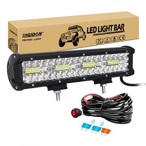 RIGIDON 8D 12 Pouces 30 cm 240W Blanc barre de Led 4x4 avec 12v faisceau de câblage kit, Barre d'éclairage led, Barre lumineuse led pour offroad Véhicules Voiture Tracteur camions ATV SUV 4x4, 6000K (Sanyue-EU, neuf)