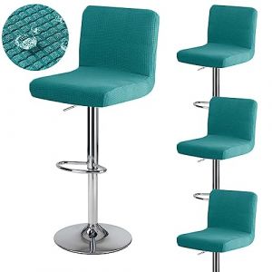 Levoberg Housse de Tabouret de Bar avec Dossier Imperméable Couverture de Chaise Haute de Bar Extensible Housse de Chaise de Salle à Manger Pivotante Lavable 4 Pièces Bleu de Paon (Levoberg-EU, neuf)