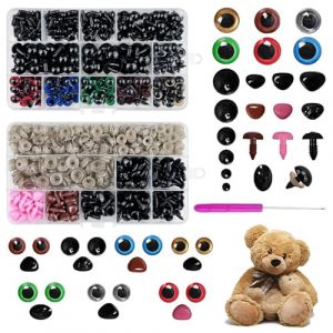 Chiluxendo Yeux et Nez de Securite avec Rondelles, Yeux et Nez en Plastique Coloré pour DIY Amigurumi, Crochet Artisanat Poupée Animaux, Ours en Peluche, Différentes Tailles(diamètre 5~14 mm) (CUC EMMA S.R.L., neuf)