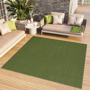 TAPISO Mono Carré Tapis Poil Court Intérieur Design Moderne Vert Motif Uni Tapis Salon Chambre Adulte Salle à Manger Cuisine Résistant Extérieur Oeko-TEX 120 x 120 cm (TAPISO-FR, neuf)