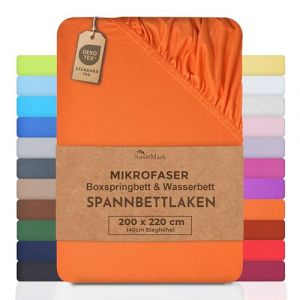 NatureMark Drap-housse en microfibre pour lit à sommier tapissier et pour lit à eau - 200 x 220 cm - Hauteur de bonnet 40 cm - 200 x 220 cm - 100 % polyester - Terre cuite (cottonrich, neuf)