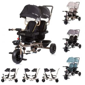 Chipolino Tricycle Hip Hop, Deux Enfants, jusqu'&agrave; 40 kg, si&egrave;ges pivotants &agrave; 360, Coloris:Noires (Babyshoppen, neuf)