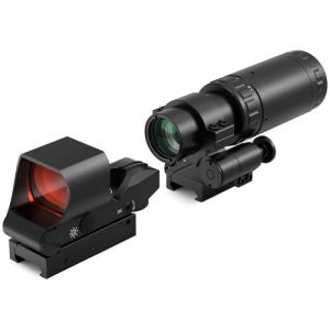 Feyachi M37 1.5X - 5X Loupe Point Rouge avec kit Combo RS-30, système à réticules Multiples, viseur Point Rouge et loupe à Montage Flip intégré (FEYACHI-EU, neuf)