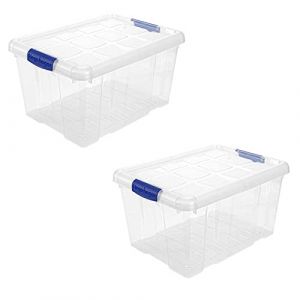 Acan Tradineur Lot de 2 boîtes de rangement en plastique pour jouets, livres, vêtements, couvertures - N° 1 - 21,5 x 39 x 29 cm - 16 litres (TRADINEUR, neuf)