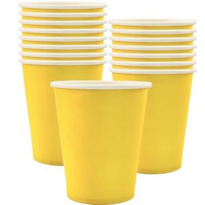 POPOYU MOMAHUA 16 Pi&egrave;ces Gobelets en Papier - Jaune Gobelets en Carton 25cl - Multicolores Tasses de F&ecirc;te Solides et &Eacute;pais - Pour Caf&eacute;, Th&eacute;, Boissons Froides - F&ecirc;te Anniversaire Mariage Vacances (MoFish, neuf)