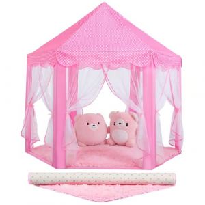 Sumbababy Tentes de Jeu pour Enfants - Tente de Princesse ch&acirc;teau avec Tapis - F&eacute;e hexagonale - Jouet pour Enfants ou Jeunes Enfants - Jeux d'int&eacute;rieur - Rose (FUSUNOD, neuf)