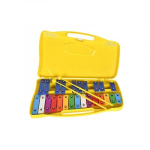 Glockenspiel 25 Lames en M&eacute;tal avec Deux Mailloches - Mallette Plastique - Id&eacute;al Approche Musical M&eacute;tallophone pour un Instrument de Musique Mise &agrave; Niveau Xylophone (jaune) (fuzhi store, neuf)