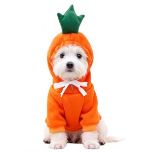 Qingwing Carotte Costume de No&euml;l Chien, Taille XL V&ecirc;tements pour Animaux de Compagnie Vetement Chien Petite Taille Carotte Sweat &agrave; Capuche Fruit Dog, pour Photographier Fl&acirc;ner Halloween (JINGYOUKEJI, neuf)