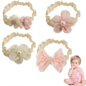 4 Pièces Bébé Bandeaux Bébé Fille Bandeau Cheveux Bande de Cheveux Arc Bande de Cheveux Bandeaux Accessoires Bébé Fille Enfant Turban Bandeau, Fleur Élastique Bande De Cheveux Accessoires (QUQU JIANING, neuf)