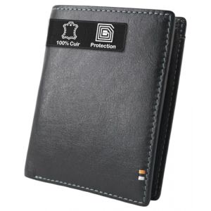 Portefeuille Homme en Cuir véritable avec Blocage RFID, Porte Monnaie, Porte Cartes et Compartiment sans Contact,Noir. (MR.MORGAN, neuf)