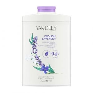 Yardley London English Lavender Parfumed Body Powder, Talk pour femmes pour lutter contre les odeurs et les abrasions, Poudre pour le corps English Lavender 200g (Solretail LTD, neuf)