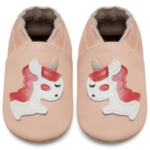 IceUnicorn Chausson Bebe Chausson Cuir Souple Bebe Garçon Fille Premiers Pas Chaussons Bébé(A/Rose Licorne, 2-3 Ans) (HelloTang, neuf)