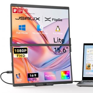 JSAUX FlipGo Lite 15.6" Extension Triple d’Écran pour Ordinateur Portable, 1080P Double Moniteur Portable pour PC avec Design Magnétique, HUB Intégré, Extension Triple Écran Windows Uniquement (JS Digital FR, neuf)