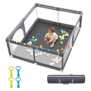 derimkcoa Parc Bebe,Intérieur et Extérieur Parc Bébé,Stable Parc Pour Bebe Avec 4 Ventouses Inférieures,Parc Bébé Avec Porte Zippée(150X180 cm) (Veraste, neuf)