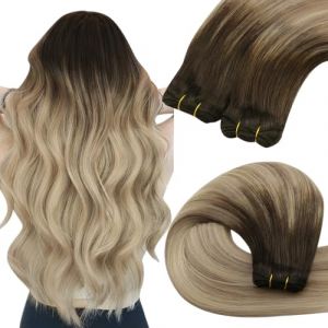 YoungSee Tissage Cheveux Naturels Ombre 18 Pouces Extension de Cheveux Tissage Balayage Brun Fonce à Blond Extension Tissage Cheveux Naturel Balayage 100g Extension de Cheveux Tissage (YoungSee Europe, neuf)