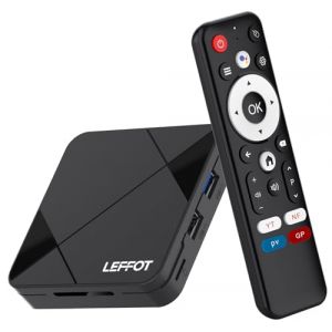 LEFFOT Android 14.0 TV Box 2025, 4K Ultra HD Boitier Android pour TV Streaming, 2Go RAM 16Go ROM, Boitier TV avec Contr&ocirc;le Vocal, 2.4G & 5G WiFi 6, BT 5.4, USB 3.0, 100M Ethernet, RK3518 Quad Core A53 (LEFFOT Store, neuf)