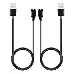 AWINNER Lot de 2 câbles de charge compatibles avec Garmin Fenix 6 6S 6X Pro Sapphire, Fenix 5 5S 5X Plus, Forerunner 935 945 45 45S 245, Approach S10 S40 S60 X10, Quatix 5 Sapphire, Vivoactive 3 4 4S (BJAWINNER, neuf)