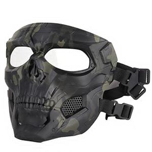 ACEXIER Tactical Airsoft Mask, Masques complets crâne Squelette avec Lunettes résistant aux Chocs armée Ventilateurs Fournitures Chasse Paintball Masques pour Moto Cyclisme randonnée Masque Militaire (BOXUN-FR, neuf)