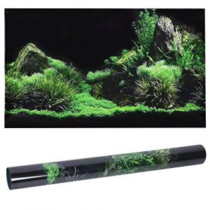 Effet 3D Fond Marin Eau Herbe Affiche Auto-adh&eacute;sif PVC Aquarium r&eacute;servoir de Poissons Toile de Fond Murale d&eacute;corative Reptile Terrarium Papier Peint Salon canap&eacute; TV Fond Papier Peint Photo(76 * 46cm) (Minnyan, neuf)