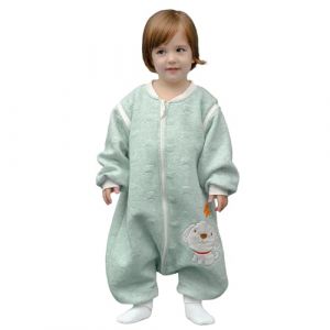 MIKAFEN Gigoteuse b&eacute;b&eacute; &agrave; Manches Longues pour l'hiver - Gigoteuse pour b&eacute;b&eacute; avec Pieds - 100% Coton- Unisexe - Longueur : 80cm 0-16 Mois - Vert (Mikafentech, neuf)