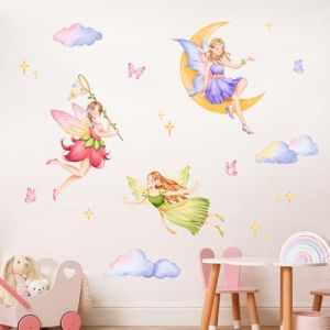 Tanlaby F&eacute;e Fleur Stickers Muraux Filles Papillon Autocollant Mural Fleurs Plantes Elfes D&eacute;coration Murale pour B&eacute;b&eacute; P&eacute;pini&egrave;re Chambre Enfants Salon Salle de Classe (JDD store, neuf)