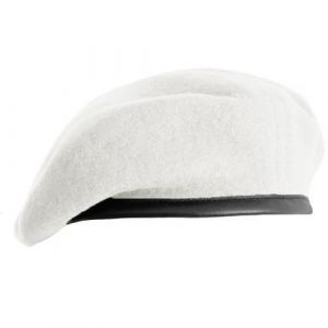 Gajaous B&eacute;ret militaire britannique en laine et en cuir pour homme et femme, blanc, M (Gajaous, neuf)