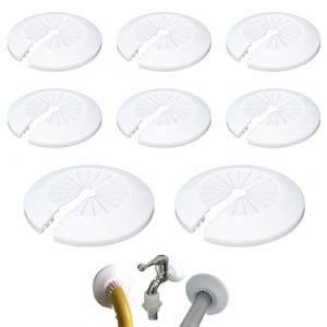 TEOZBLU 8 Pi&egrave;ces Colliers de Tuyau de Radiateur Couvercle Blanc Solide Pipe Plastique D&eacute;coration Cache Tuyaux Plomberie pour Tuyau de Chauffage D'eau 16-40mm Rosace de Radiateur (LIYUNxia, neuf)