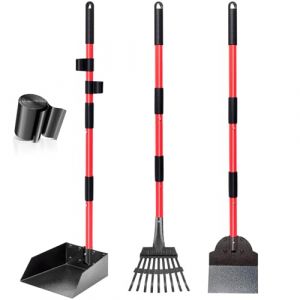 CJYMMFAN Ramasse-Crottes, R&acirc;Teau & Pelle pour Chien avec Long Manche M&eacute;Tal Ajustable, Pelle Crotte Robuste avec Sacs &agrave; D&eacute;Chets pour la Cour, Les Promenades, l'herbe et Les Feuilles de Jardin (CJYMM, neuf)