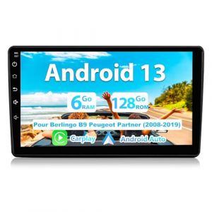 AWESAFE Autoradio Android 13 [6Go+128Go] pour Citroen Berlingo Peugeot Partner(2008-2019) avec 4G Carplay Android Auto 9 Pouces &Eacute;cran GPS BT WiFi USB DSP Commande au Volant (IBEN STORE, neuf)