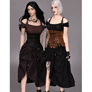 HiPlay 1/6 Scale 12 inches Female Figure Doll, Handmade Punk Costume, Top+Dress+Belt+Hat Outfit Set for Phicen,TBLeague JIAOU Action Figure CM109(Brown) (HiPlay-FR, neuf)