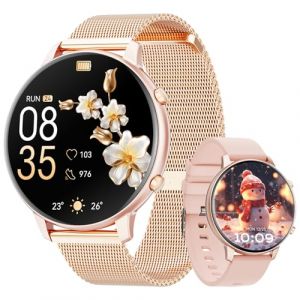 Hwagol Montre Connect&eacute;e Homme Femme 1.39" Smartwatch avec Podometre, Moniteur Sommeil, avec 140+ Sportifs, Smartwatch Montre Intelligente Bracelet pour Android iOS(Or Rose) (JSWL-US, neuf)