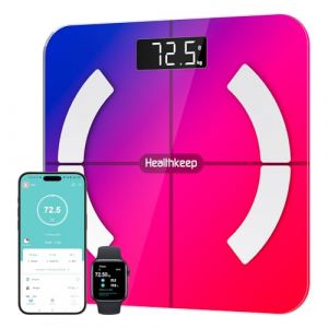 Balance Pèse Personne, Healthkeep Balance Impédancemètre Bluetooth Balance Connectée Haute Précision avec App 13 Indicateurs pour Andriod et iOS Max 180kg/400lb/28st, 28 * 28CM - Multicolore (TONGXIAO SMART, neuf)