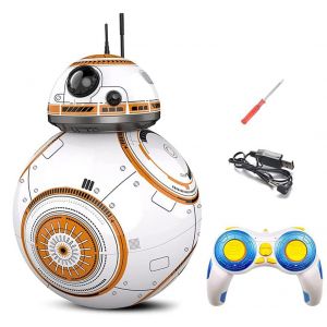LHFD Star Wars BB8 Robot 2.4G Robot télécommandé Intelligent Star Wars Mise à Niveau RC BB8 Robot avec Musique Son Action Figure Cadeau Jouets Balle BB-8 pour Les Enfants (IROONS, neuf)