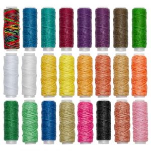 JMZLLRX 24 Couleur 312 Yards Fil de Cuir Coloré 0.8mm 150D en Cuir Fil Ciré Cordon, Fil Ciré en Cuir pour Cuir, Artisanat, Couture, Reliure de Livres, Bricolage (JiaMai Store, neuf)