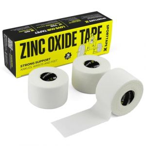 SPORTTAPE Bande d'oxyde de zinc | Bande de strapping blanche pour le sport - 3,8 cm x 10 m | Bande de maintien pour la cheville, prévention des ampoules et protection contre les blessures (SPORTTAPE, neuf)