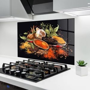 ARTHUB&reg; Cr&eacute;dence de Cuisine en Verre 70x100 cm, Pretty Spices | Protection Contre Les &eacute;claboussures, Rev&ecirc;tement Mural en Carreaux, Plaque en Verre, Verre tremp&eacute;, Aliments, &Eacute;pices (ARTHUB - wall decor, neuf)